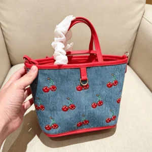 2026 Women New Tote Bag Fashion Classic Denim Cherry Classic Ladies Bag 20×17×10CM - AliExpress Women's Handbags