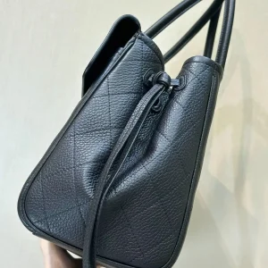 Black Pebbled Grain Quilted Drawstring Bucket Tote Bag For Women Diamond Stitch Top Handle Daily Shoulder Purse - AliExpress Women's Handbags