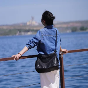 Vintage Genuine Leather Shoulder Bag Women's Large Capacity Multi Pocket Handbag Contrast Stitch Casual Commuter Hobo Bag - AliExpress Women's Handbags