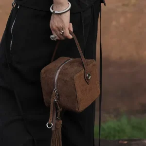 Coffee Fashion Retro Tassels Niche Box Bag Genuine Leather Women BagHandbag Real Leather Tote Shoulder Commuter Bag Small - AliExpress Women's Handbags