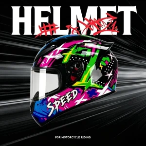 QIKE New Colorful Graffiti Full Face Motorcycle Helmet Double Visor Racing Helmet Men Women Cool Street Style Scooter - AliExpress Motorcycle Equipments