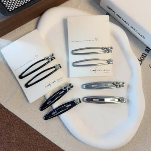 Slim Metal Bow Side Clip Korean Understated Style Cold Tone Minimalist for Flyaway Hair Premium Small Bb Clip Accessories Women - AliExpress Hair Care & Styling