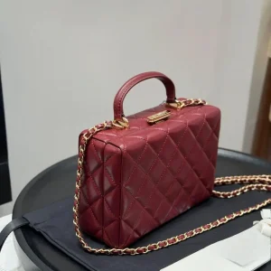 Women Burgundy Quilted Hard Box Handbag Top Handle Leather Interwoven Gold Chain Mini Square Casual Evening Crossbody Shoulder Purse - AliExpress Women's Handbags