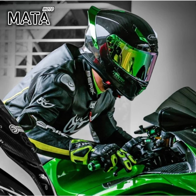 Carbon Fiber Motorcycle Helmet ,Green Tail Wing Visors,All Seasons Motocross Riding Light Helmet Men Women's Couple Capacetes - AliExpress Motorcycle Equipments