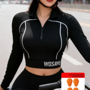 Women's Motorcycle Soft Armor Riding Jacket, Casual Slim Fit Short Top with Elbow and Shoulder Protection for Riding Gear - AliExpress Motorcycle Equipments