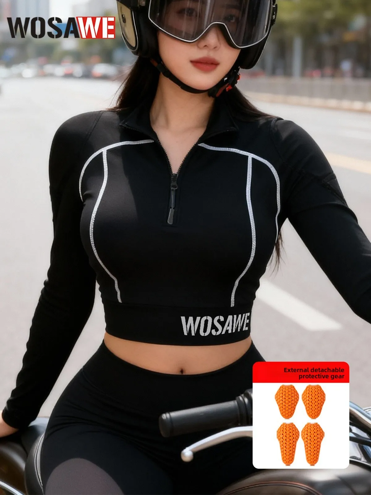 Women's Motorcycle Soft Armor Riding Jacket, Casual Slim Fit Short Top with Elbow and Shoulder Protection for Riding Gear - AliExpress Motorcycle Equipments