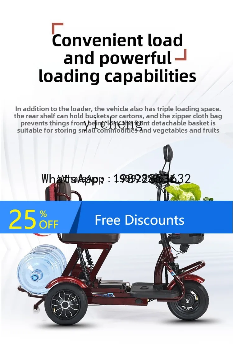 ABB electric tricycle household small mini elderly walking folding lightweight men's and women's elderly leisure battery car - AliExpress Motorcycle & ATV