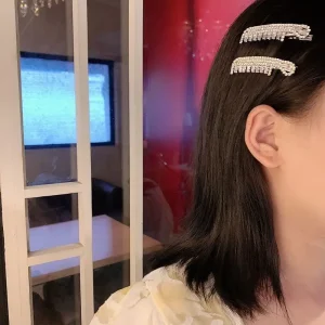 Full Rhinestone Hair Clip For Women Korean Side Fringe Duckbill Spring And Flat Clip Daily Wear Premium Soft Lightweight - AliExpress Hair Care & Styling