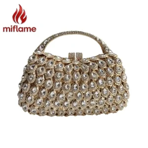 Women's Evening Clutch Bag with Crystal Embellished Openwork Metal Hard Case Handheld for Party Banquet European Style - AliExpress Women's Handbags