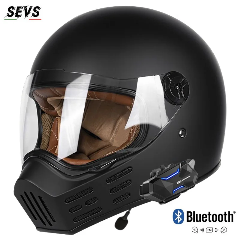 8-Person Intercom Motorcycle Retro Helmet Pig Nose Helmet Men's and Women's Cruising Bluetooth Locomotive Full Helmet casco moto - AliExpress Motorcycle Equipments