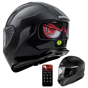 SLSHINING Motorcycle Helmets with LED Display, Rechargeable App Control Tail Light Helmet for Men Women - AliExpress Motorcycle Equipments