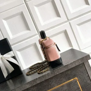 Women Pink Black Color Block Suede Mini Vanity Box Handbag Zipper Closure Leather Interwoven Gold Chain Casual Daily Crossbody Shoulder Purse - AliExpress Women's Handbags