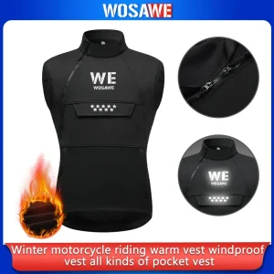 WOSAWE Thermal Winter Cycling Vest Windproof Bike Jacket Sleeveless Windbreaker Back Pockets for Men and Women - AliExpress Motorcycle Equipments