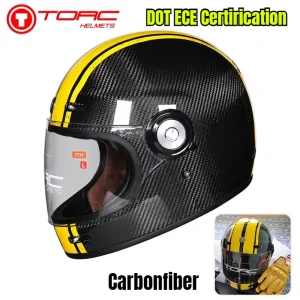 TORC Carbon Fiber Helmet T135 Full Face Cover Retro Helmet Men and Women Motorcycle Personality Off Road Helmet Casco Capacete - AliExpress Motorcycle Equipments