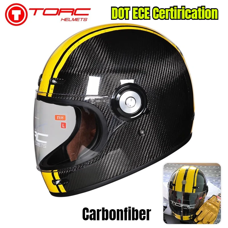 TORC Carbon Fiber Helmet T135 Full Face Cover Retro Helmet Men and Women Motorcycle Personality Off Road Helmet Casco Capacete - AliExpress Motorcycle Equipments