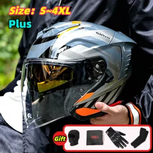 FEISU RO-9 Big Head 3/4 Helmet Dual Lens Half Helmet Windproof Electric Motorcycle Helmet for Men Women 범블비헬맷 - AliExpress Motorcycle Equipments