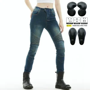Women Retro Washed Motorcycle Jeans Stretch Biker Riding Pants Female Knight Casual Anti-fall Protective Trousers - AliExpress Motorcycle Equipments