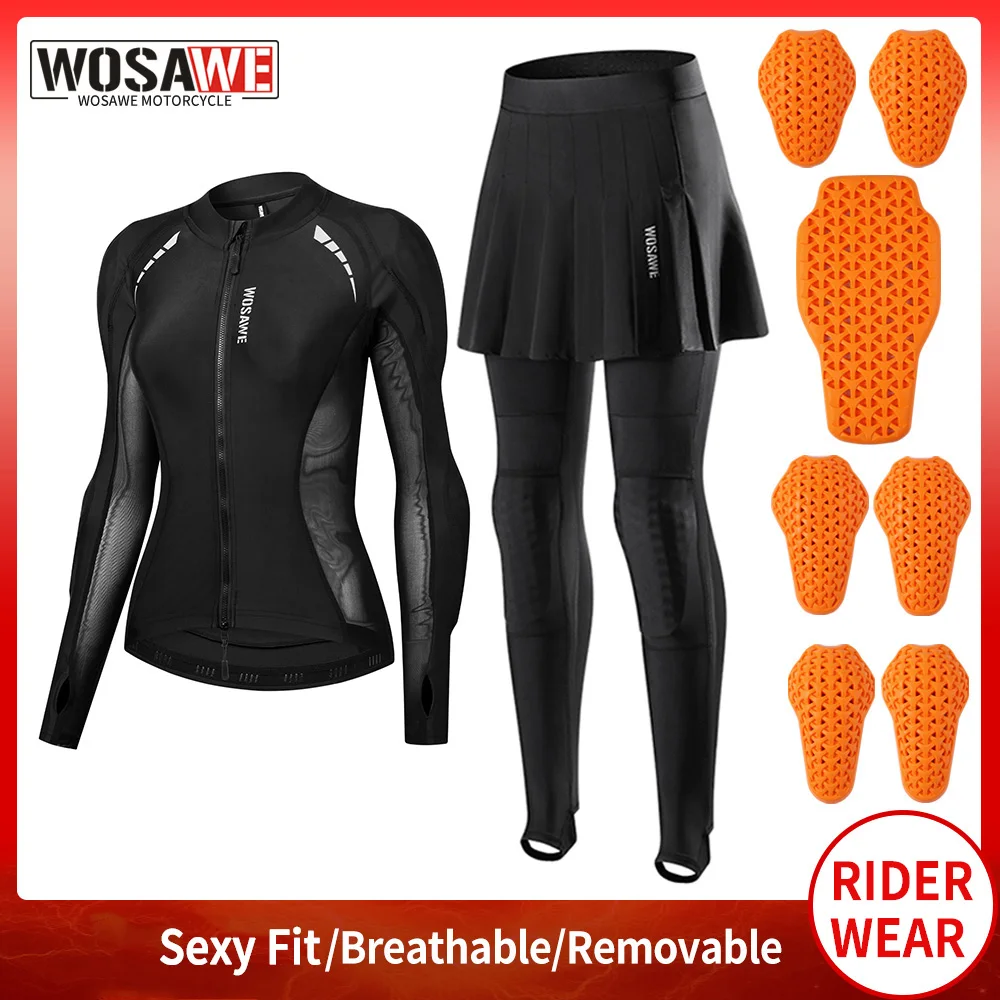 WOSAWE Women Motorcycle Clothing Suit with Soft Pads Motocross Full Body Pads Summer Downhill Rider Jacket and Skirt Pants Set - AliExpress Motorcycle Equipments