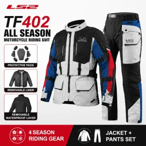 LS2 TF402 Motorcycle Riding Suit Men Women AllSeason Adventure Jacket Pants Set Removable Liner Waterproof Layer Protective Gear - AliExpress Motorcycle Equipments