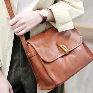 2025 Vegetable Tanned Cowhide Leather Women's Bag Vintage Messenger Bag Ins Style Niche Commuter Single Shoulder Crossbody Bags - AliExpress Women's Handbags
