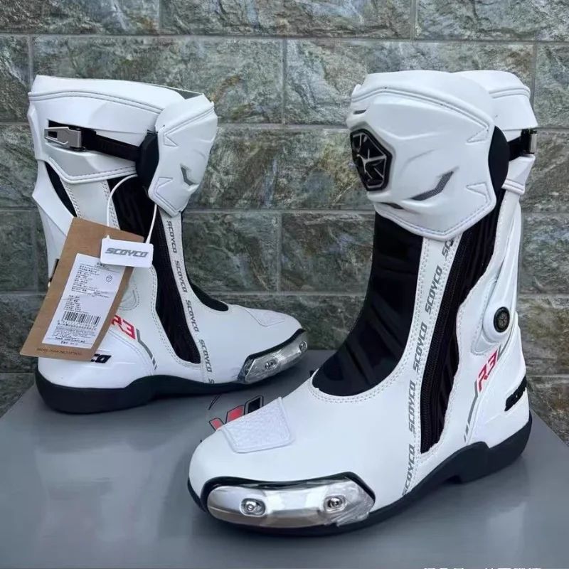 SCOYCO Track Racing Motorcycle Boots CE Professional Certification TPU Leather Men Women Unisex Biker Botas Moto With Slider - AliExpress Motorcycle Equipments