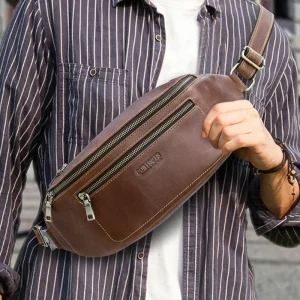 Fashionable British Style Head Layer Cowhide Fashion Trend Women's Universal Phone Multi Training Genuine Leather Men Waist Bag - AliExpress Men's Bags