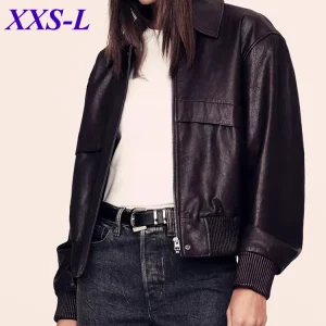 Women's Motorcycle Sheepskin Short Loose Flight Leather Jacket Moto Leather Jacket Wome Riding Genuine Leather Clothes - AliExpress Motorcycle Equipments