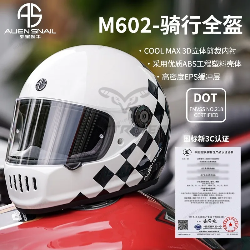 Alien Snail New Motorcycle Helmet Retro Full Helmet Locomotive Racing Cruise DOT Certification Four Seasons Men's Helmet Women - AliExpress Motorcycle Equipments