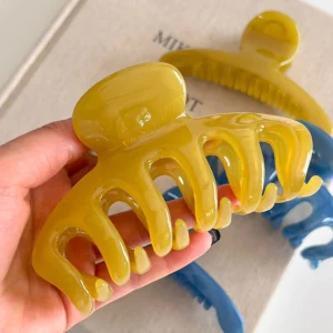 Blue Acetate Hair Shark Clip Pumpkin Design Classy for Back of Head Hairstyle Women Lightweight Daily Korean Style - AliExpress Hair Care & Styling