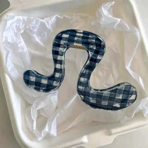 Acetate Hair Claw Clip Milk White Polka Dot Blue Plaid Elegant Simple Style for Women Lazy Back of Head Updo Accessories - AliExpress Hair Care & Styling