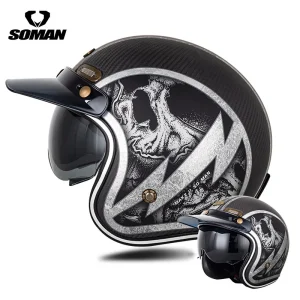 SOMAN Motorcycle Open Face Helmet Vintage Fashion Safety Helmet For Men Women Universal Four Seasons Moto Helmet DOT - AliExpress Motorcycle Equipments
