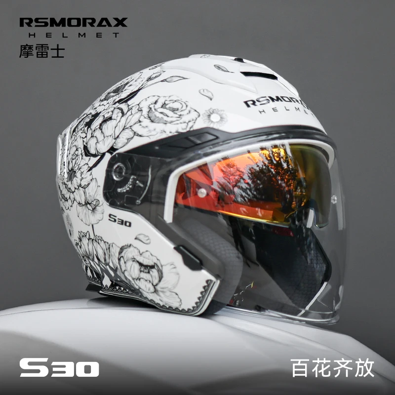 Motorax S30 Motorcycle Helmet Half Helmet Men's Summer Locomotive Women's Three-quarter Bluetooth Dual Lens cascos para moto - AliExpress Motorcycle Equipments
