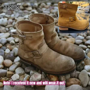 Motorcycle Boots Handmade Vintage Khaki Suede Work Boots Men and Women Engineer Ort Shoes  American Retro  Faded Mid-Calf Boot - AliExpress Motorcycle Equipments