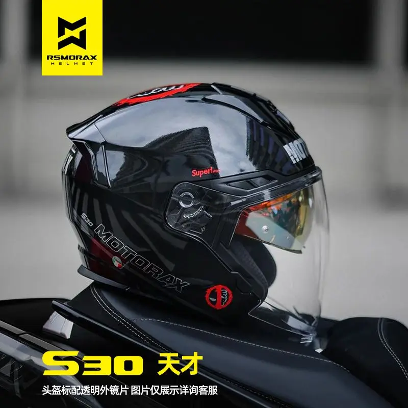 MOTORAX S30 Half Helmet Men's Motorcycle Helmet Women's Summer Motorcycle Riding Three-quarter Double Lens Casco Moto Scooter - AliExpress Motorcycle Equipments
