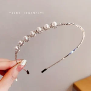 Thin Full Rhinestone Headband for Women Korean Style Pearl Accent Simple Elegant Daily Wear Lightweight Comfortable - AliExpress Hair Care & Styling