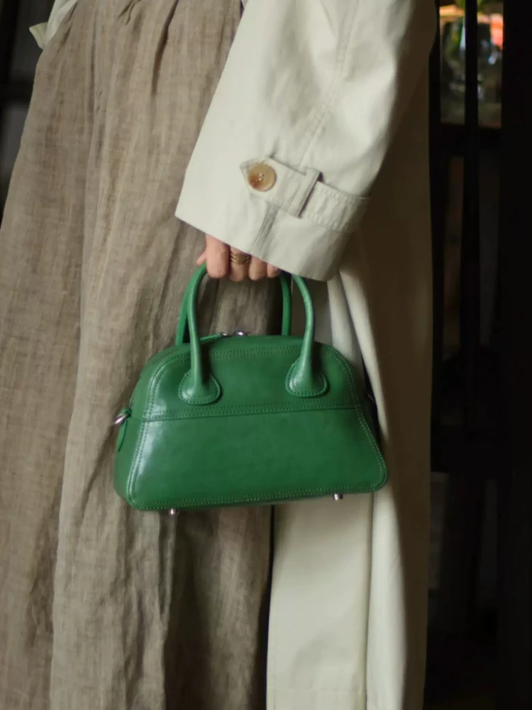 Green Fashion Retro Simple Unique Genuine Leather Shell Women Tote BagHandbag Real Leather Lady Shoulder Crossbody Bag - AliExpress Women's Handbags