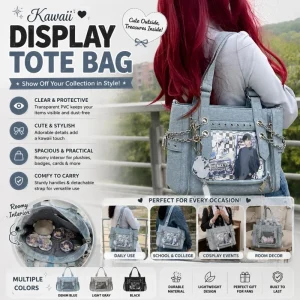 Denim Itabag Silver Tote Bag Women Handbag Y2K Punk Cute Shoulder Bag Transparent Window Display, Pouch For Anime Goods Gift New - AliExpress Women's Handbags