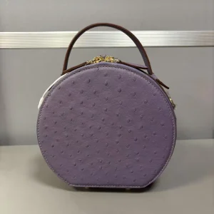2025 New Designer Ostrich Leather Women Top Handle Bag Fashion Genuine Leather Lady Sholder Bag High Grade Round Bucket Bag 45 - AliExpress Women's Handbags