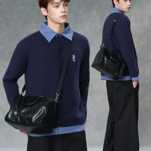 Top Layer Cowhide Leather Crossbody Bag Boston Pillow Style Casual Handbag Single Shoulder Bag Trendy for Young Men And Women - AliExpress Men's Bags