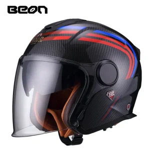 BEON Motorcycle Riding Helmet Half Carbon Fiber 3/4 Helmet Women's All-Season Men's Helmet casco moto - AliExpress Motorcycle Equipments