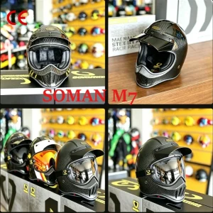 SOMAN M7 Retro Off-road Full Face Helmet Carbon Fiber Reinforced Plastic DOT Approved  Men Women Motorbike Cycling Safety Helmet - AliExpress Motorcycle Equipments