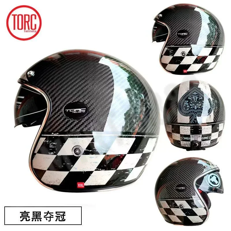 TORC Carbon Fiber Retro Motorcycle Helmet Men's and Women's Half Helmet Extra Large Size Locomotive Hard Hat Four Seasons - AliExpress Motorcycle Equipments