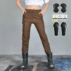 Women's Motorcycle Riding Pants High Waist Breathable Anti-Fall Biker Trousers with Knee Protective Gear - AliExpress Motorcycle Equipments