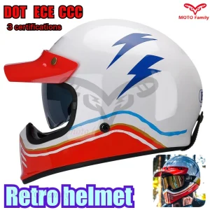 ECE Certified Vintage Motorcycle Helmet Men Electric Scooter Off-Road Helmet full face Women's motorcycle helmet - AliExpress Motorcycle Equipments