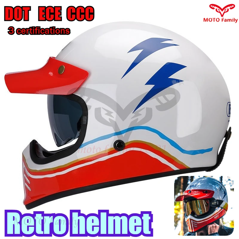 ECE Certified Vintage Motorcycle Helmet Men Electric Scooter Off-Road Helmet full face Women's motorcycle helmet - AliExpress Motorcycle Equipments
