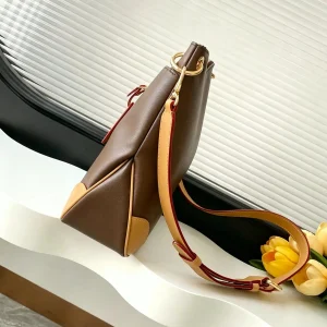 Coffee Brown Contrast Trim Geometric Splicing Bucket Bag For Women Minimalist Soft Leather Adjustable Strap Crossbody Purse - AliExpress Women's Handbags
