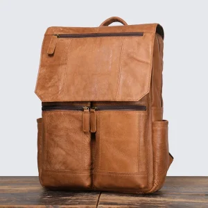 European and American retro men's leather backpack, matte cowhide computer bag, women's travel backpack - AliExpress Men's Bags