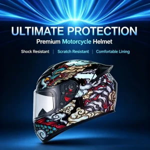 Qike Chinese Style Dragon Tiger Art Print Safety Helmet Anti‑Collision Lightweight Motorbike Racing Helmet for Men Women Riders - AliExpress Motorcycle Equipments