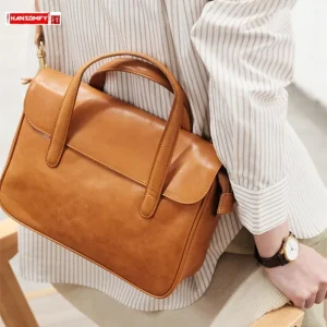 LuxuryLarge Capacity Genuine Leather Briefcase Women's Handbags Commuter Premium Texture Wide Shoulder Strap Crossbody B - AliExpress Women's Handbags