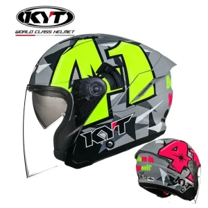 Original Motorcycle Helmet KYT 3/4 Open Face Helmet Men Women Breathable Double Lenses Tail Jet Scooter Motorbike Half Helmets - AliExpress Motorcycle Equipments